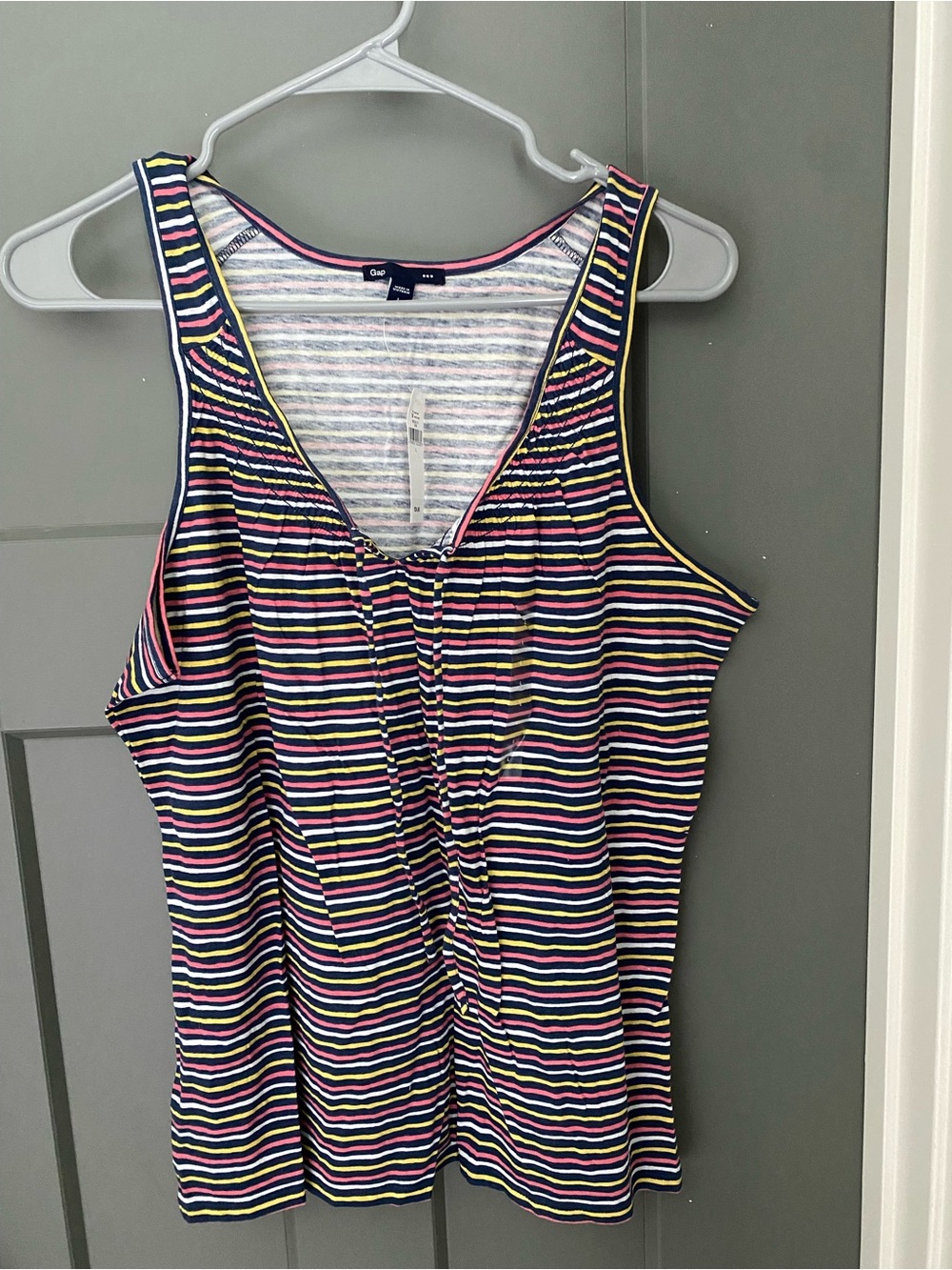 GAP Striped Tank Top in Navy, Pink & Light Gray